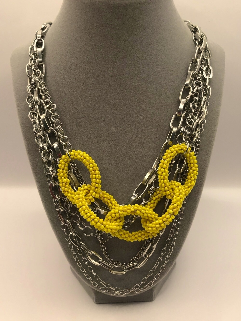 Simply Vera Vera Wang Yellow Beaded Link Multi-Chain Necklace
